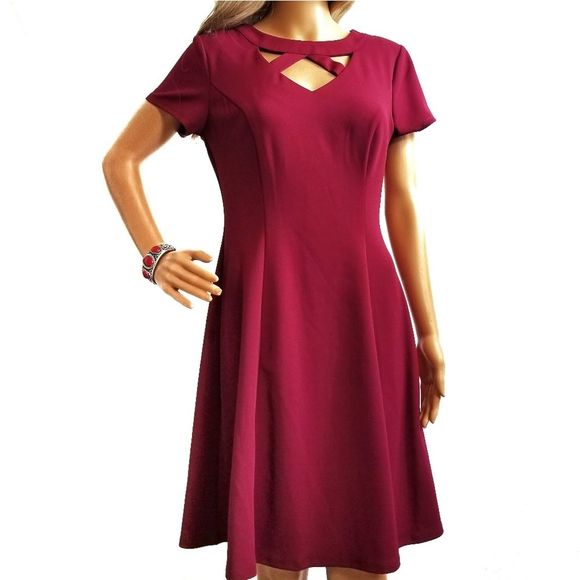 APT 9 Cutwork Fit and Flare Dress short sleeves - Picture 2 of 7